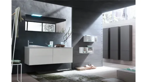 Mobile da Bagno sospeso La Fenice 19 in laccato lucido con top in cristallo di Arcom