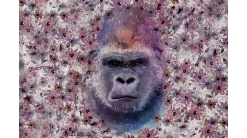 Carta da parati Monkey Kong dai toni viola di Instabilelab
