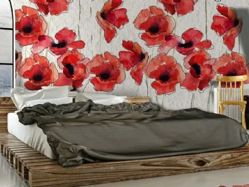 Carta da parati floreale con papaveri Tulipared di Instabilelab