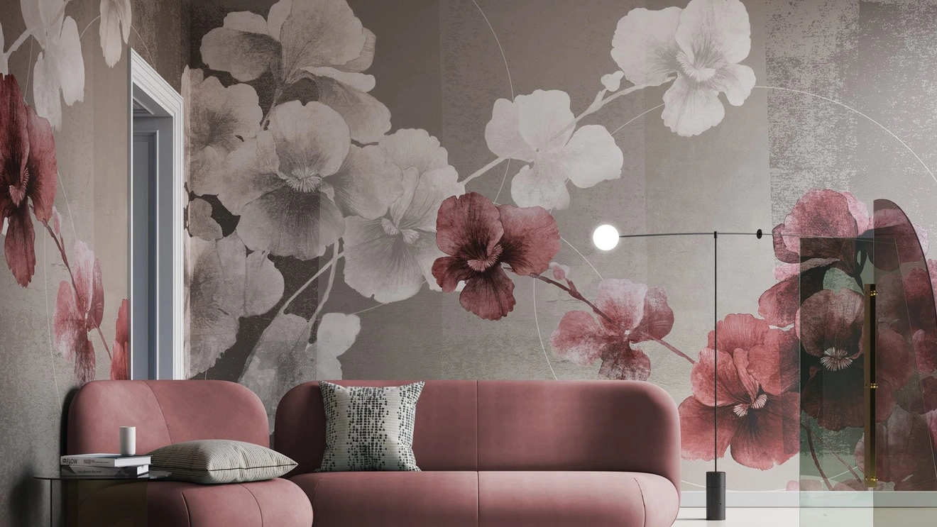 Carta da parati floreale di design Natsume di Instabilelab