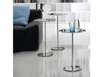 Tavolino con base e top in acciaio inox Gliss di Cattelan Italia