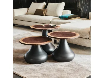 Tavolino di design Rio con top in MDF impiallacciato con sezione di tronco di Cattelan Italia