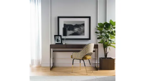 Scrittoio in legno di noce canaletto con base in metallo Ivy di Tosconova