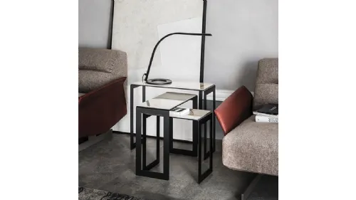 Tavolino in acciaio con piano in ceramica Kitano di Cattelan Italia