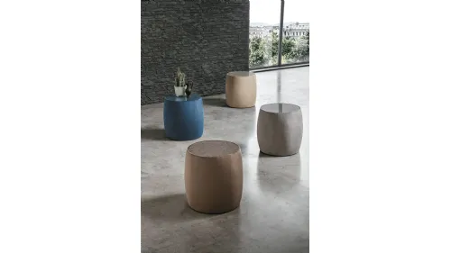 Tavolino Pouf Lepanto con top in vetro o tessuto, rivestito in microfibra effetto velluto di Target Point