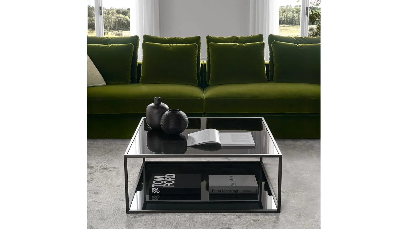 Tavolino quadrato dal design moderno in vetro e metallo Square di Tosconova