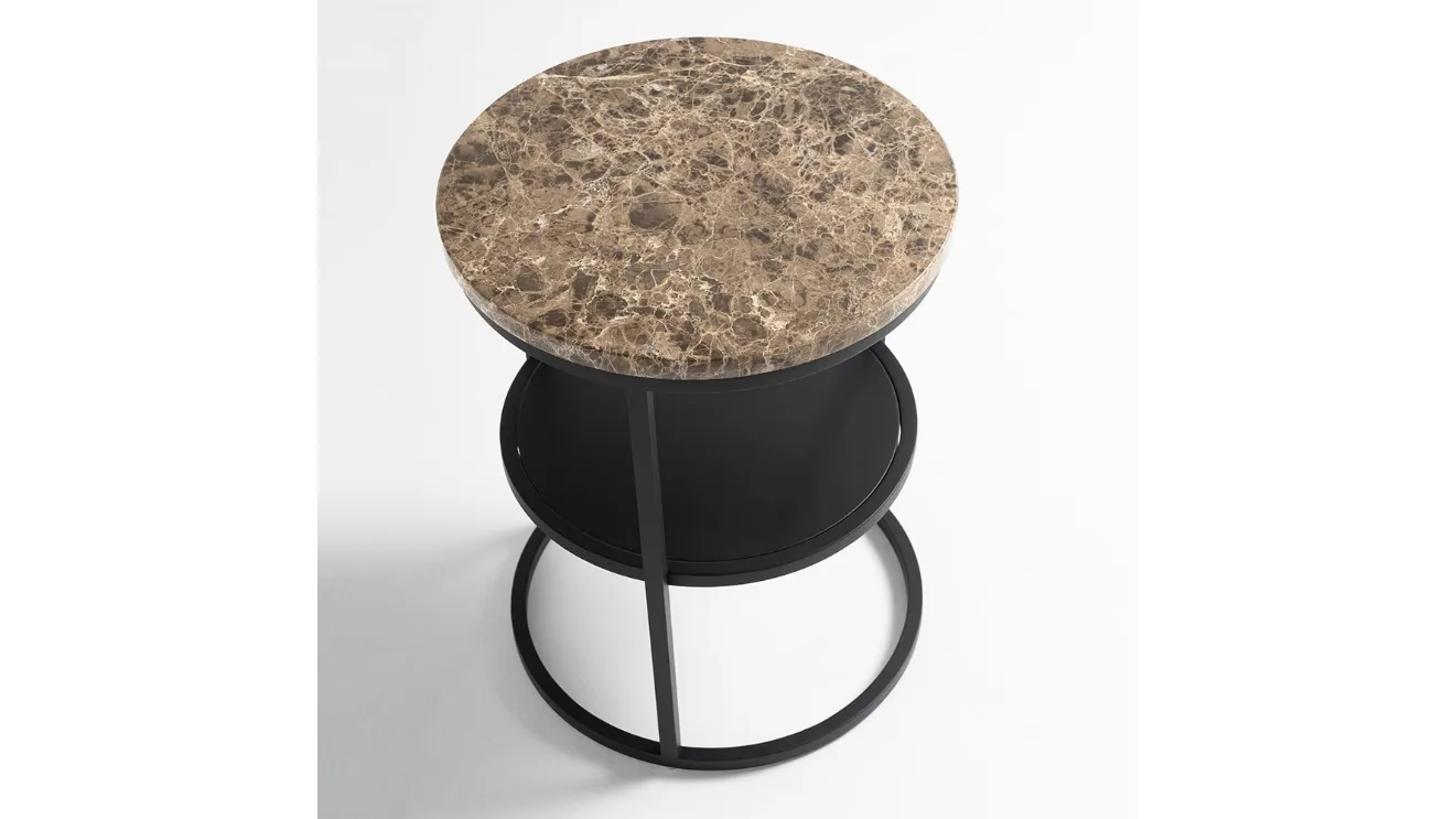 Tavolino rotondo con top in marmo e struttura in metallo Brass ST di Tosconova