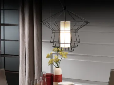 Lampada a sospensione in acciaio verniciato e rivestimento in tessuto Zeppelin di Cattelan Italia