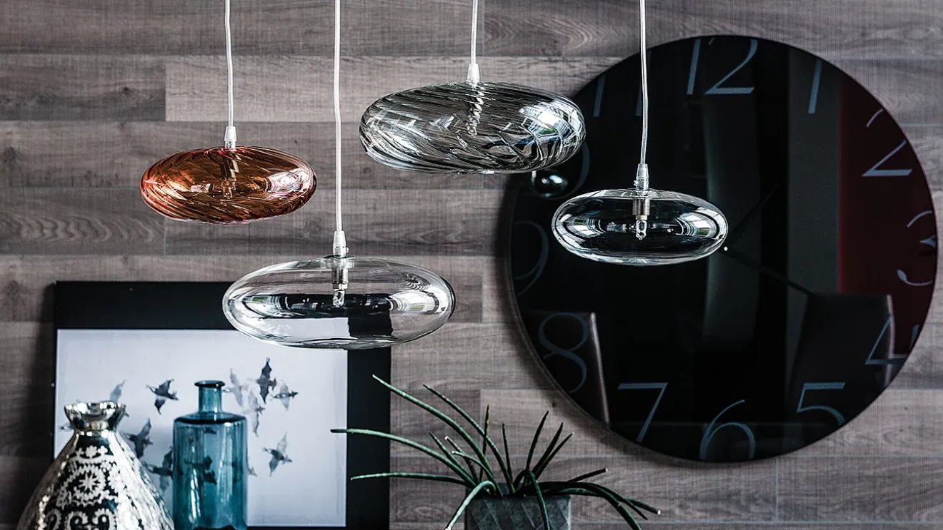 Lampada a sospensione in vetro borosilicato trasparente Lim di Cattelan Italia