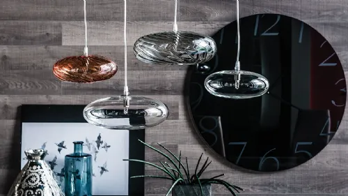 Lampada a sospensione in vetro borosilicato trasparente Lim di Cattelan Italia