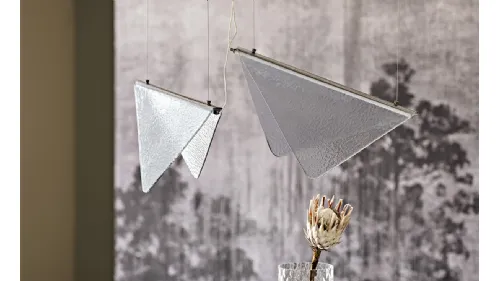 Lampada a sospensione con paralume in vetro artistico decorato trasparente Velar di Cattelan Italia