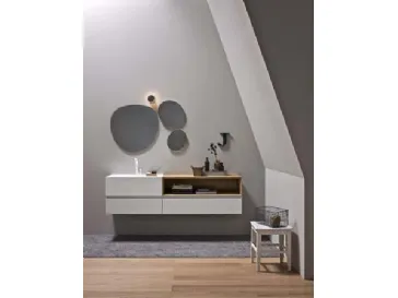 Mobile da Bagno sospeso in laccato bianco opaco e rovere 45 06 di Birex