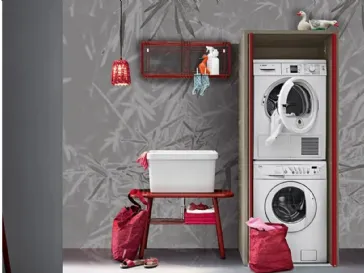 Mobile da Bagno in melaminico e laccato rosso Acqua e Sapone Lavanderia 01 di Birex