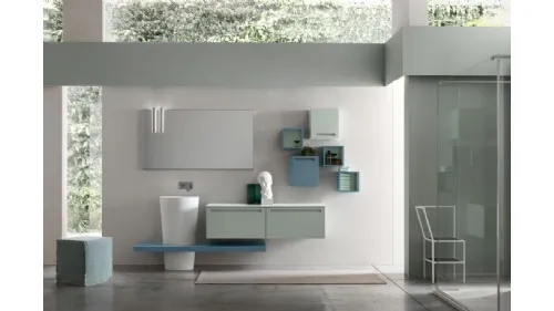 Mobile da Bagno sospeso in laccato opaco The verde Rush 29 di Arcom