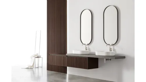 Mobile da Bagno sospeso in melaminico finitura Riga Carbone Shape 18 di Arcom