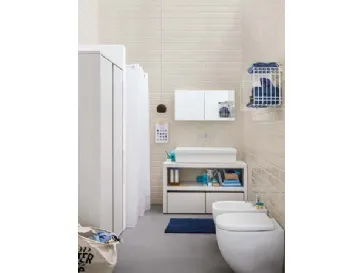 Mobile da Bagno a terra in melaminico e lavabo in ceramica Acqua e Sapone 03 di Birex