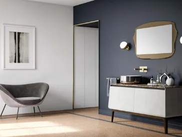 Mobile da bagno di design in laccato effetto resina e top in marmo Campus 02 di Birex