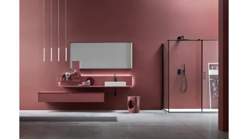 Mobile da Bagno sospeso di design Dafne 01 in laccato opaco di Arcom