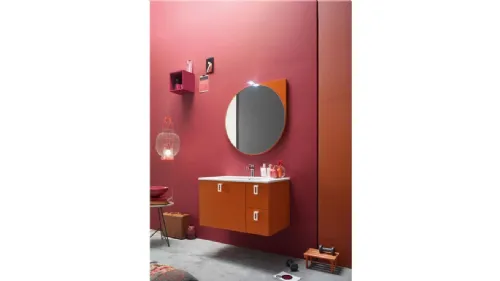 Mobile da Bagno sospeso laccato opaco con maniglia applicata sul frontale E-Ly 52 di Arcom
