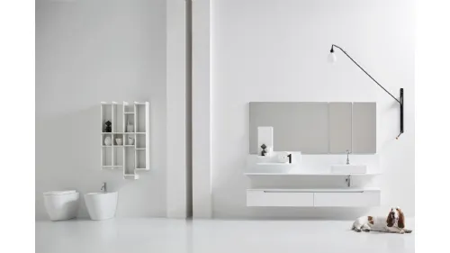 Mobile da Bagno sospeso laccato Bianco opaco Gold 12 di Arcom