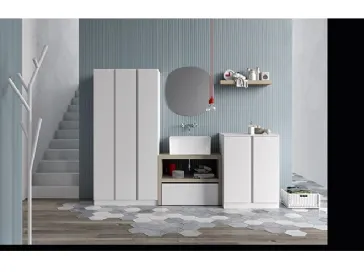 Mobile da Lavanderia in melaminico bianco e lavabo  in ceramica Idrobox 10 di Birex