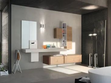 Mobile da Bagno sospeso La Fenice 15 in Rovere nodato naturale con top in Ecomalta di Arcom