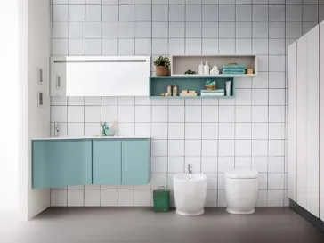 Mobile da bagno sospeso ad angolo in laccato opaco Lapis 07 di Birex