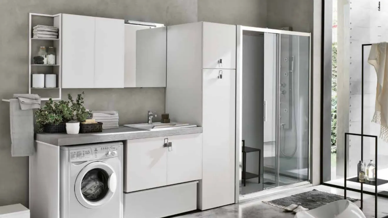 Mobile da Bagno con pensile in metallo Lavanderia-LV-06 Artesi
