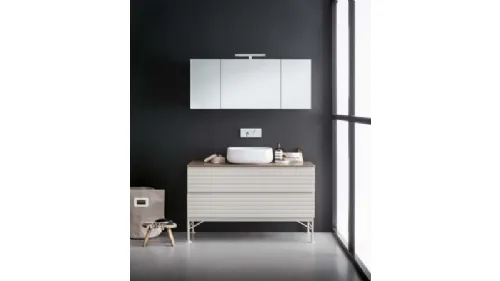 Mobile da Bagno a terra in laccato e metallo con top in marmo Unsui Memento 06 di Birex