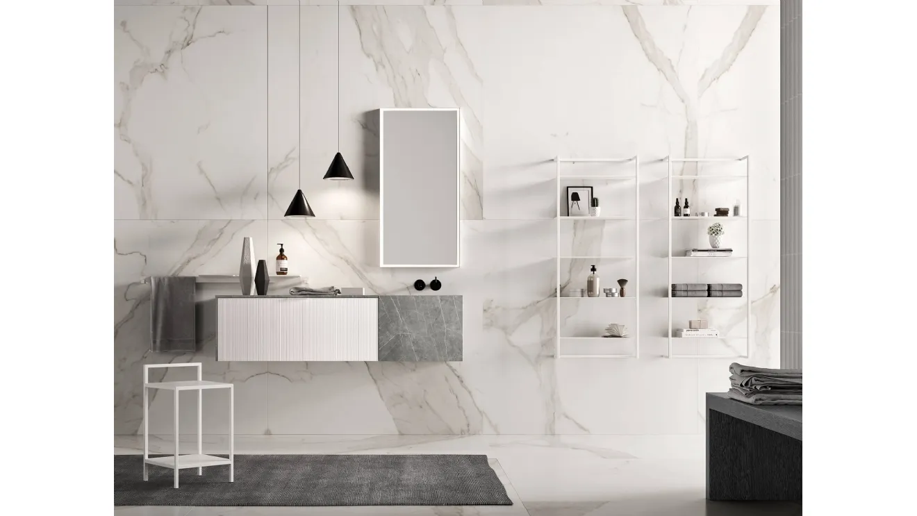 Mobile da Bagno bianco e grigio Petra PT 48 di Artesi