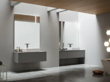 Mobile da Bagno sospeso Rovere laccato Grafite opaco Pollock 01 di Arcom