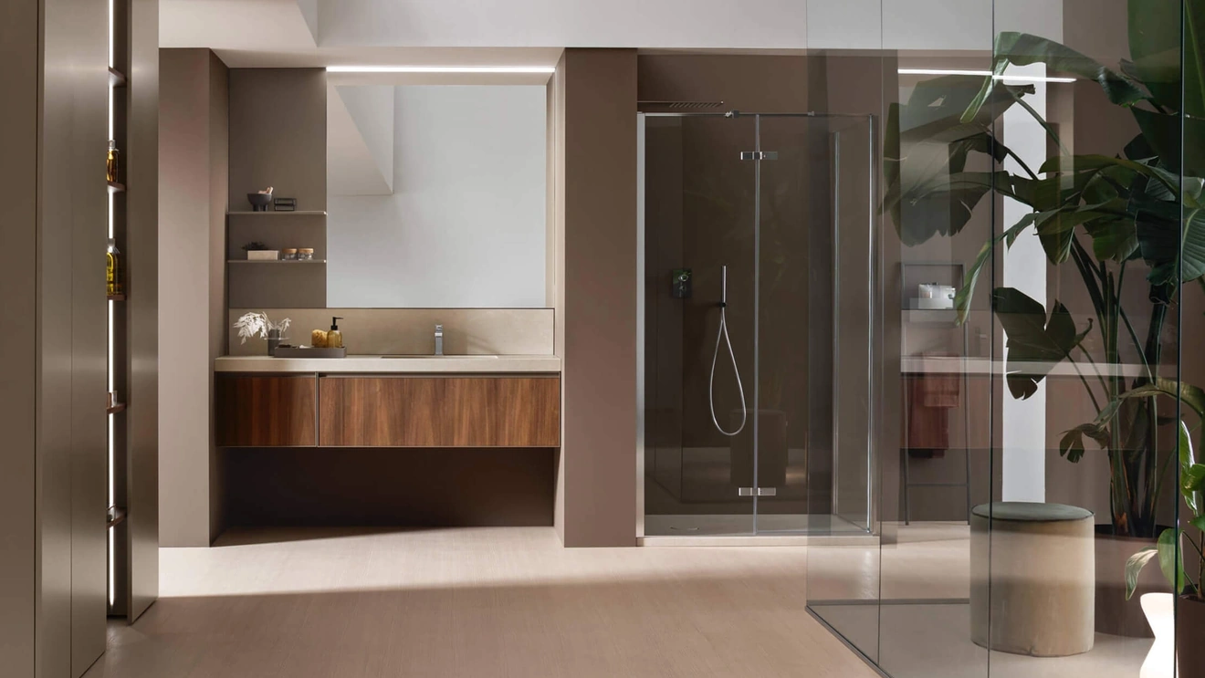 Mobile da Bagno sospeso Shape 25 in noce di Arcom