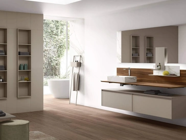 Mobile da Bagno sospeso Shape 32 in vetro laccato di Arcom