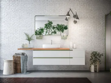 Mobile da Bagno Urban Bianco Opaco e Verde Militare di Artesi