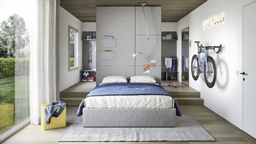 Cameretta componibile con porta bici da parete Next space 04 in melaminico di Nidi