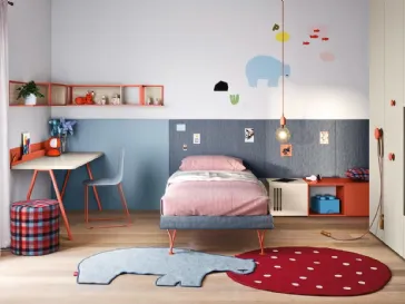 Cameretta componibilecon armadio a muro e scrittoio Kids space 01 di Nidi