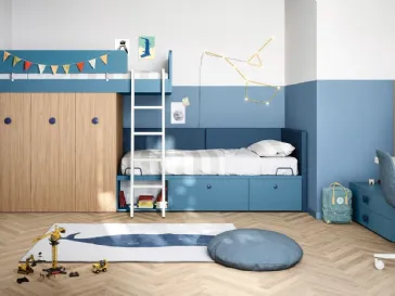 Cameretta a soppalco Kids space 12 in melaminico di Nidi