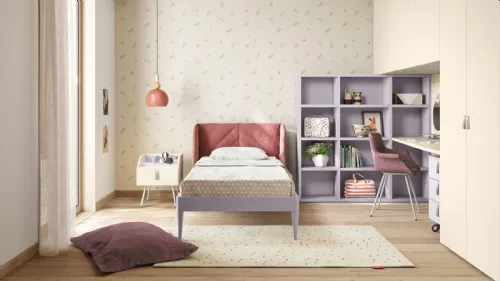 Cameretta con scrivania su armadio a ponte in laccato luna Kids space 21 di Nidi