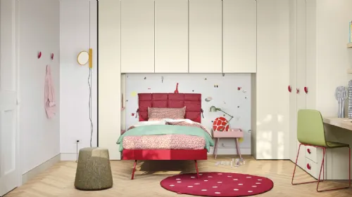 Cameretta a ponte in laccato color luna Kids space 23 di Nidi