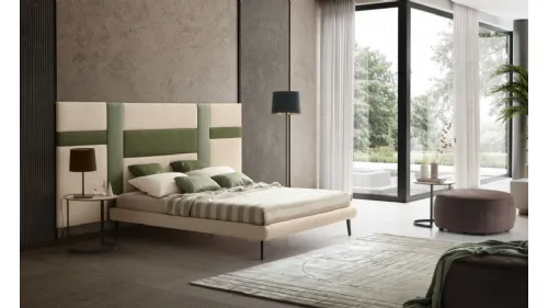 Letto in tessuto con testiera modulare Ground di Le Comfort