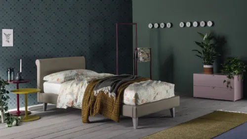 Letto Singolo in tessuto con testiera Camelia Mod 30 di Twils