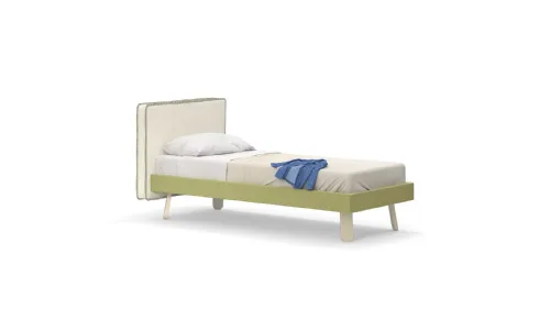 Letto singolo Hug con testiera in tessuto imbottito di Nidi