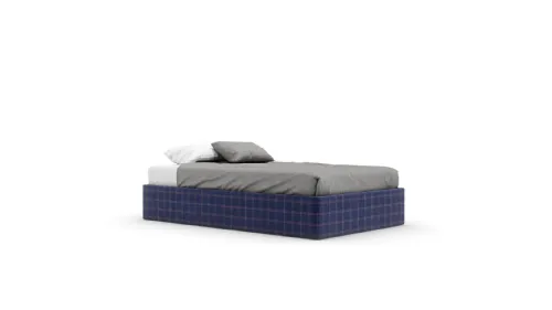 Letto singolo Sommier Skim rivestito con tessuto a quadri di Nidi