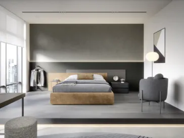 Letto di design Testiera Time in tessuto di Novamobili