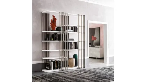 Libreria a muro in acciaio e legno verniciato Arsenal di Cattelan Italia