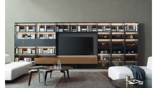 Libreria Modo M6C62 in laccato metallo Bronzo di Sangiacomo