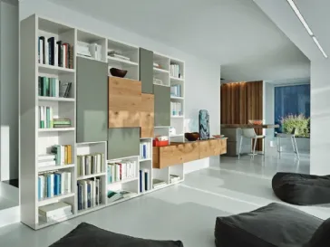 Libreria Modo M6C71 in laccato opaco e Rovere nodato di Sangiacomo