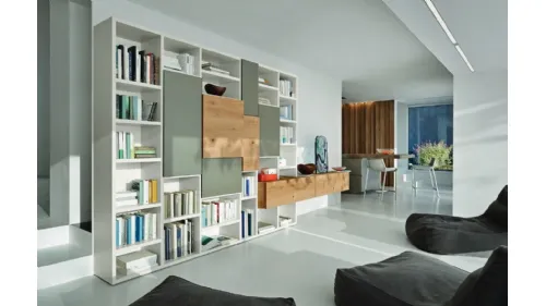 Libreria Modo M6C71 in laccato opaco e Rovere nodato di Sangiacomo