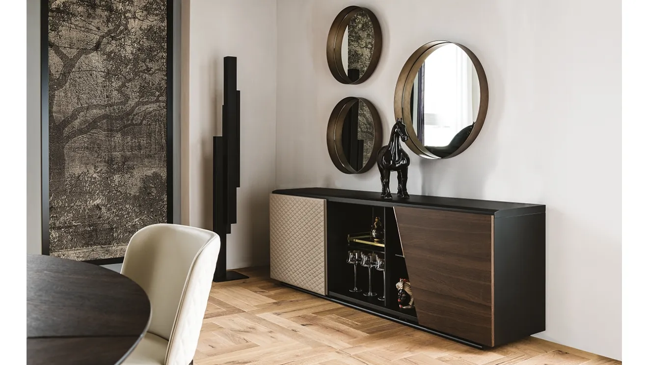 Madia Aston in legno con dettagli in pelle di Cattelan Italia