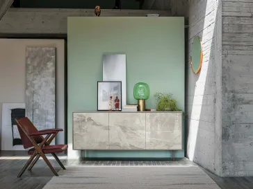 Madia Giunone in laminato con inserto in Gres porcellanato effetto marmo di Target Point